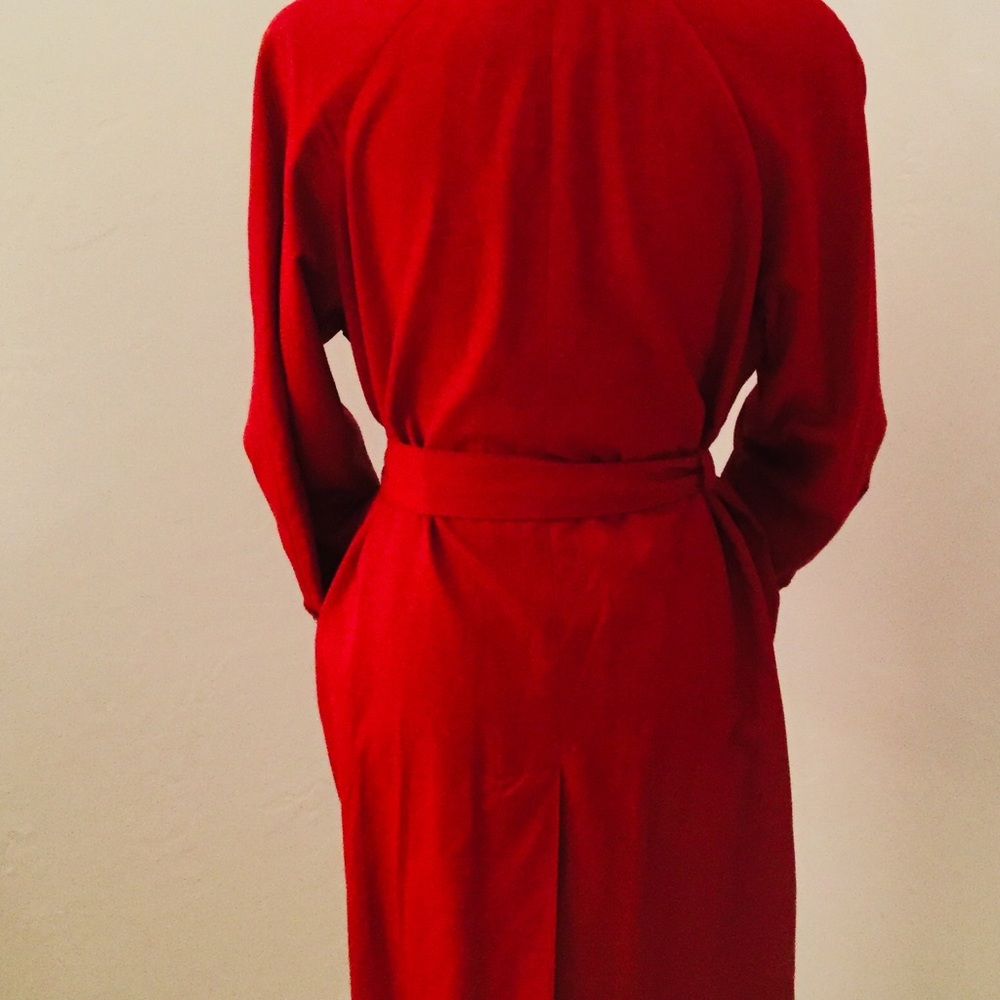 Vibrant Red Short Trench Coat, Larry Levine, Small - Picture 3 of 3